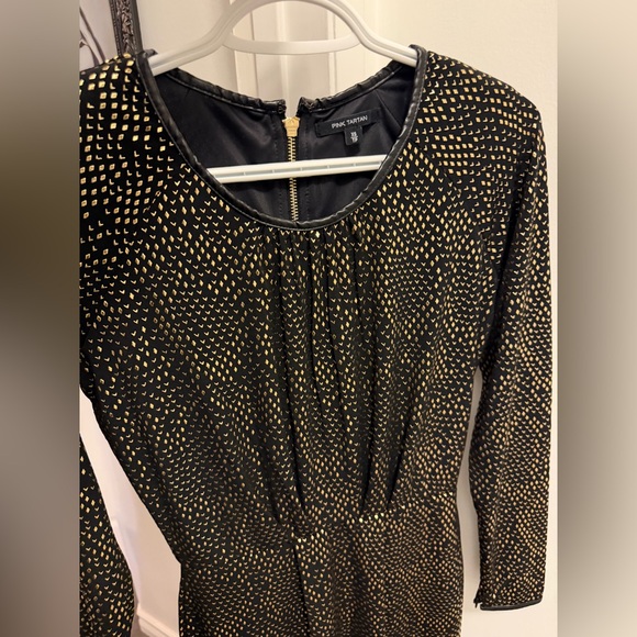 Pink Tartan Dresses & Skirts - Pink Tartan Black and Gold Patterned Dress